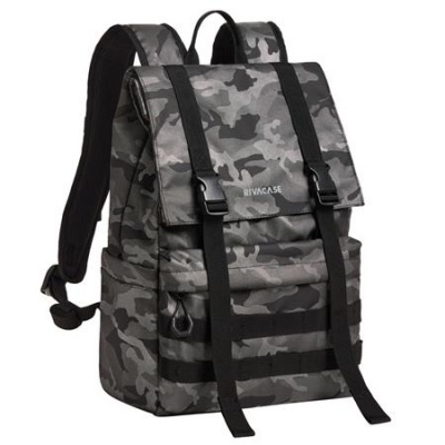 Notebook hátizsák, 15,6", rolltop, 15L, RIVACASE "7621 Sherwood", szürke-terepminta